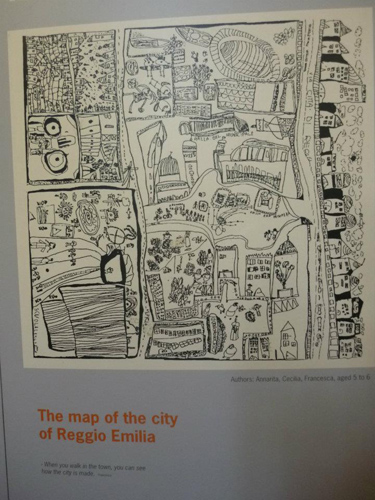 Mapa da cidade feito com desenho das crianças